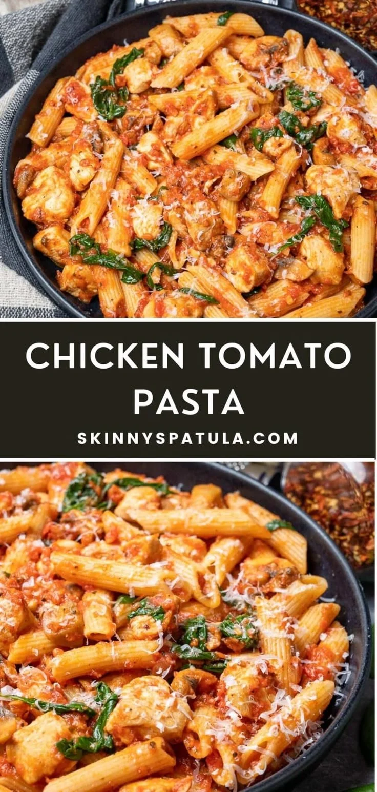 Delicious Chicken Tomato Pasta dish served in a bowl