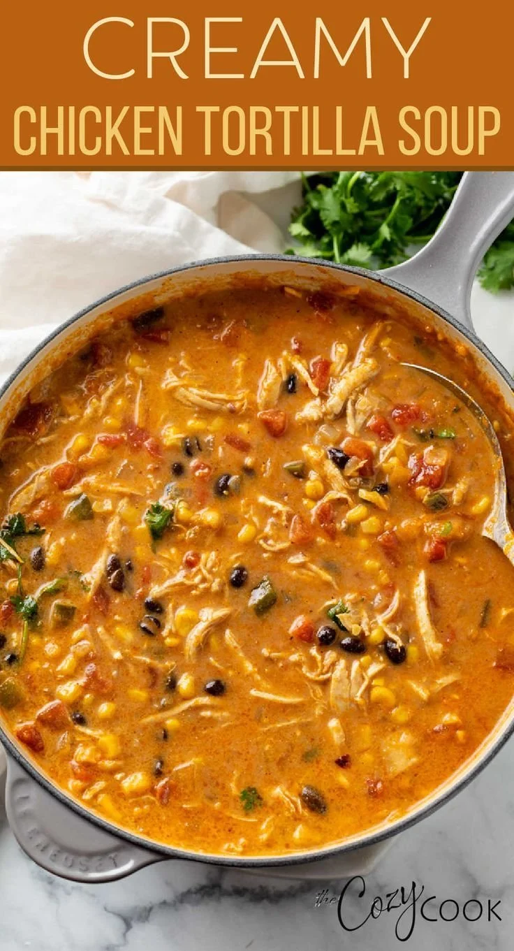 Delicious Chicken Tortilla Soup served in a bowl with fresh toppings.