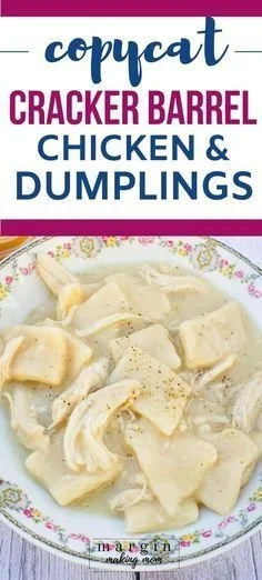 Delicious homemade Cracker Barrel Chicken and Dumplings in a bowl