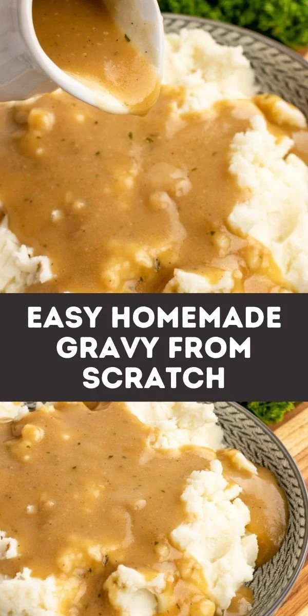 A bowl of easy homemade gravy from scratch, perfect for enhancing meals.