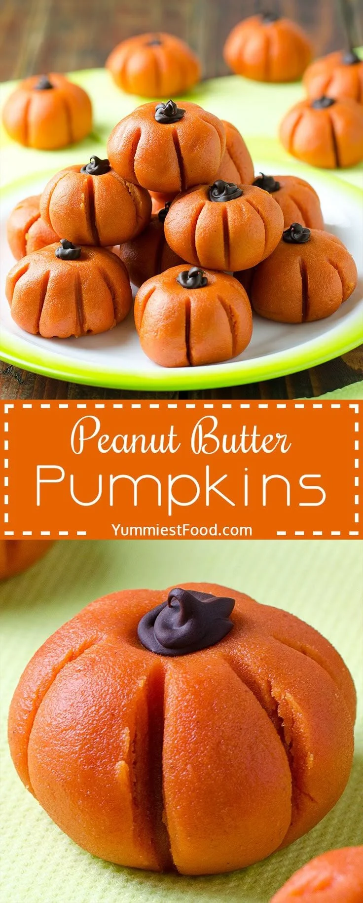 No-bake peanut butter pumpkins for Halloween treats