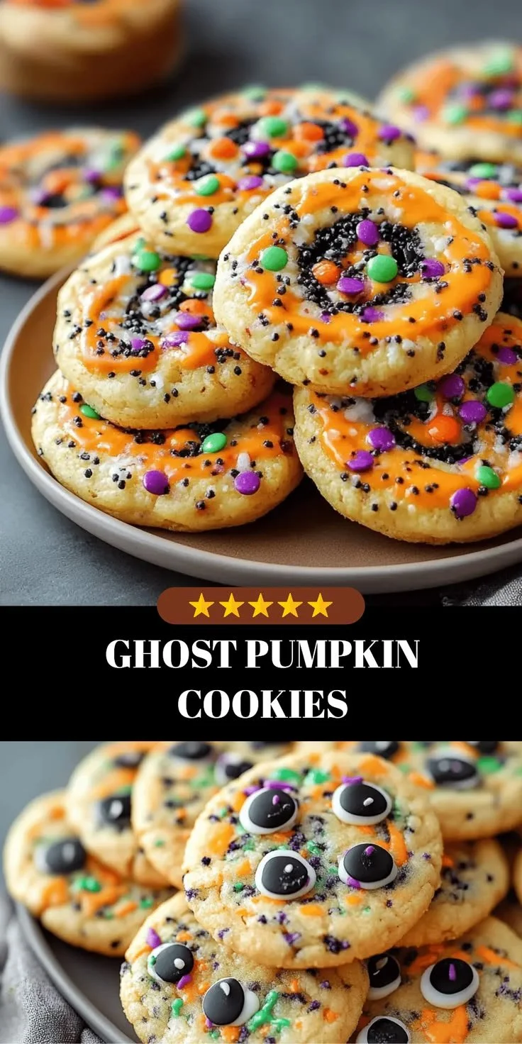 Ghost and pumpkin cookie designs for Halloween festivities