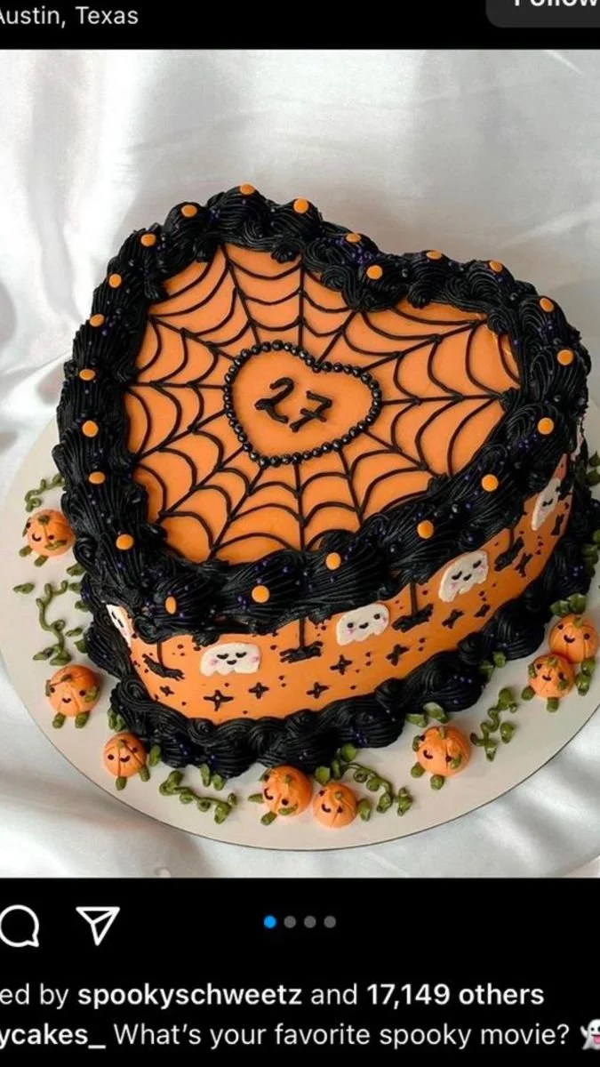 Halloween cake for 60th birthday celebration with spooky decorations