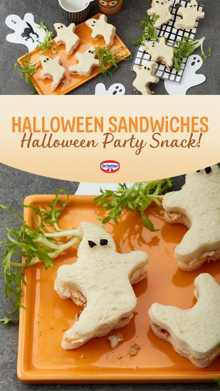 Spooky Halloween sandwiches for a festive party snack.
