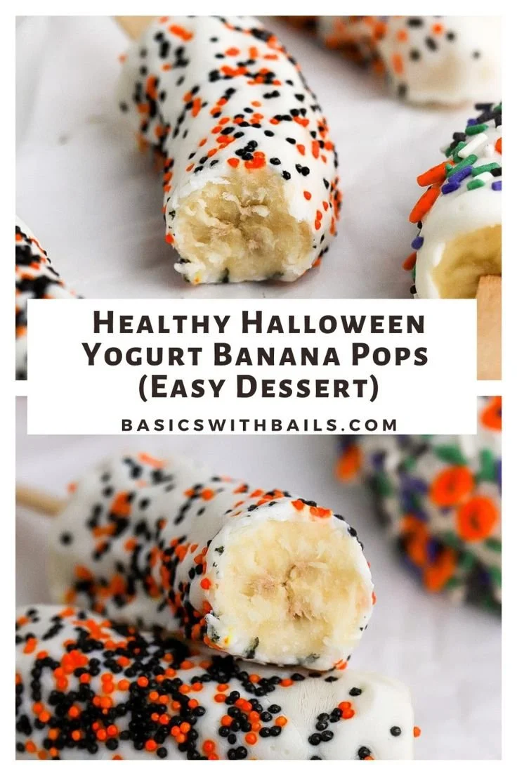 Healthy Halloween yogurt banana pops for a festive and nutritious dessert