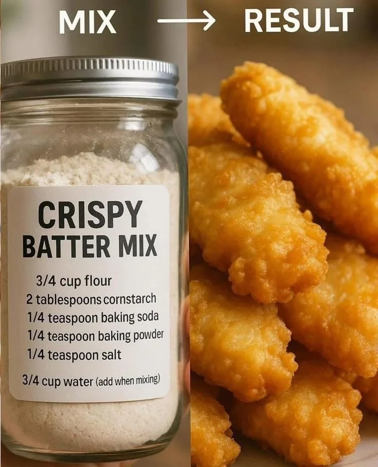 Homemade batter mix recipe for crispy fried and baked foods.