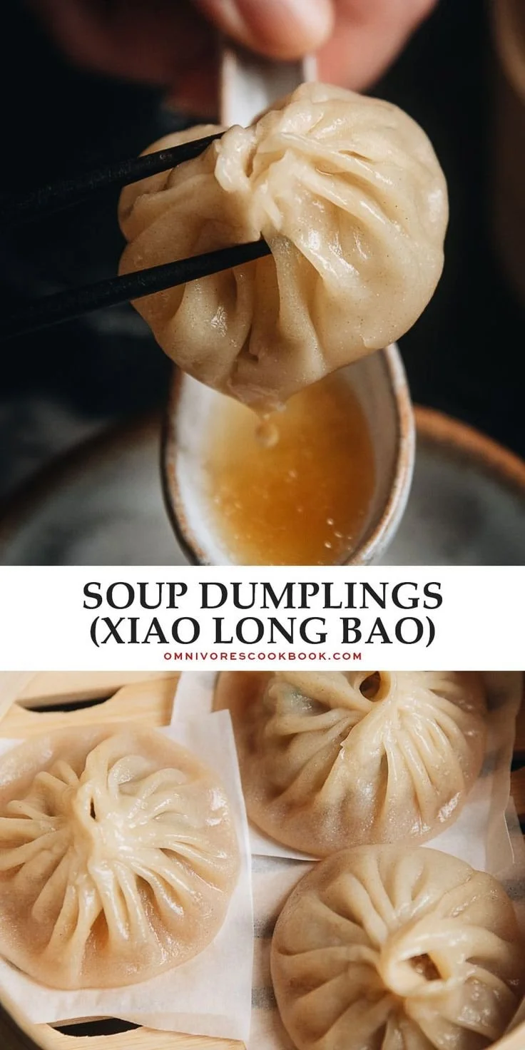 Homemade Xiao Long Bao soup dumplings served on a plate