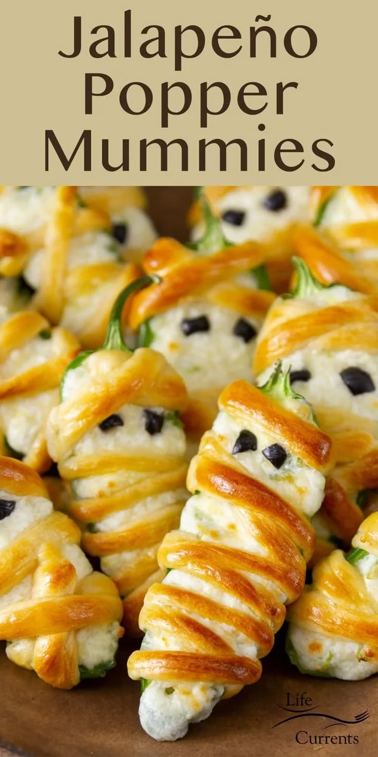 Spooky jalapeno popper mummies Halloween appetizers