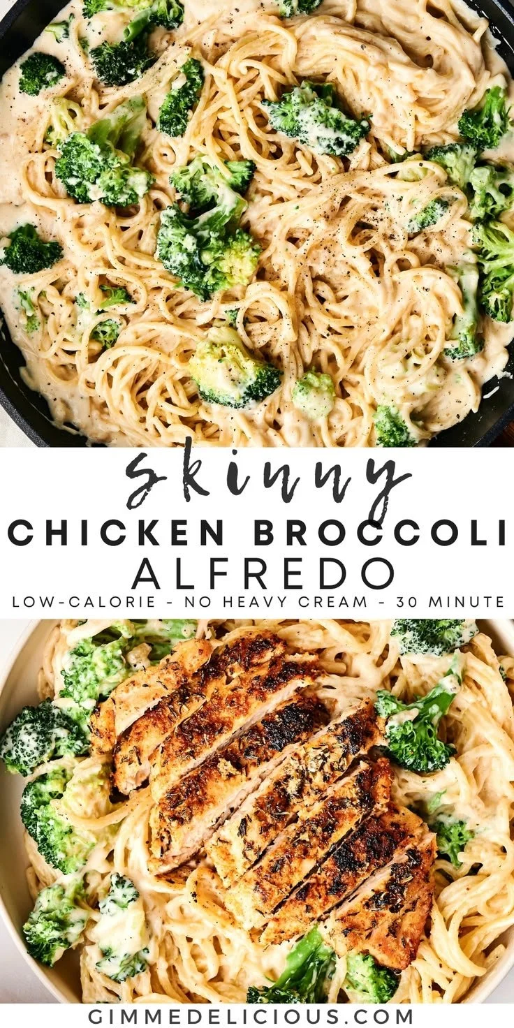 Low calorie chicken alfredo with fresh ingredients for a healthy dinner option