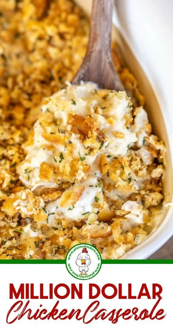Delicious Million Dollar Chicken Casserole dish ready to serve