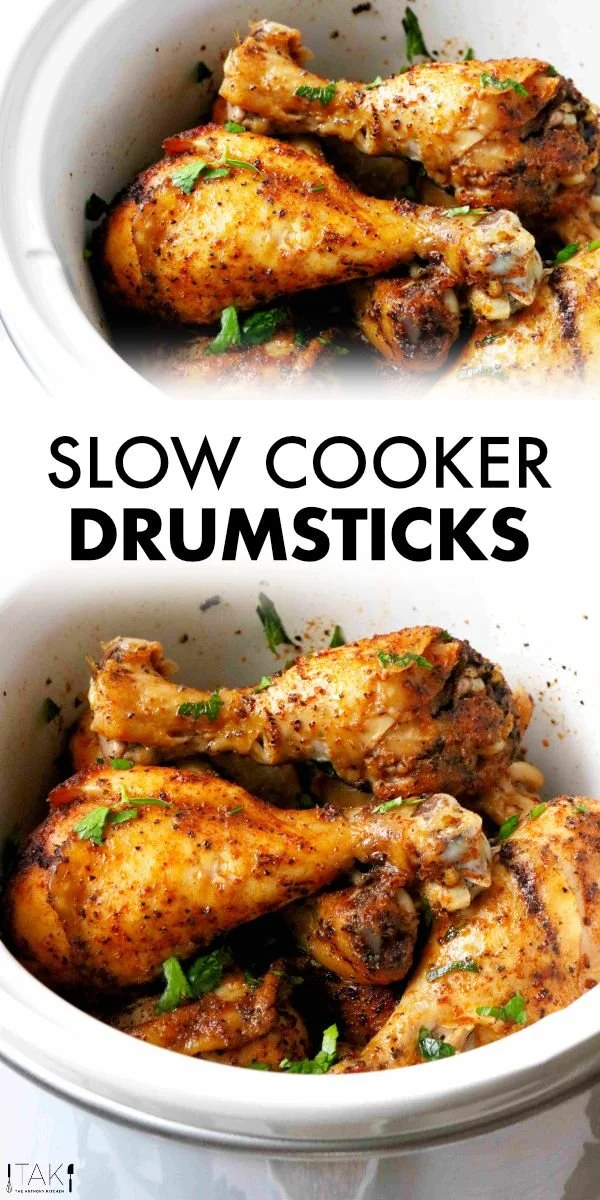 Delicious slow cooker drumsticks cooked to perfection in a crockpot.