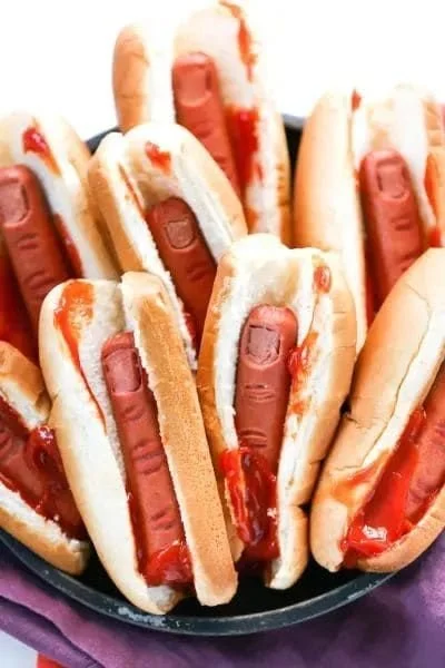 Spooky Halloween hot dog fingers recipe for a festive appetizer