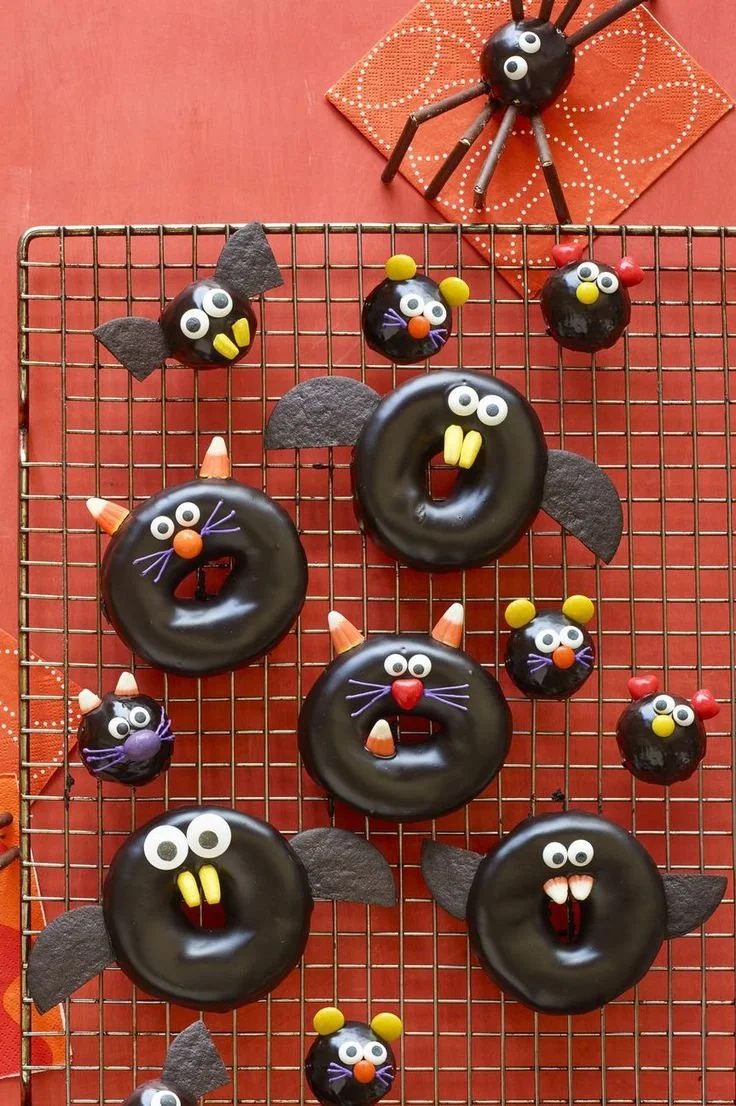 Creative Halloween party setup with decorations and costumes.