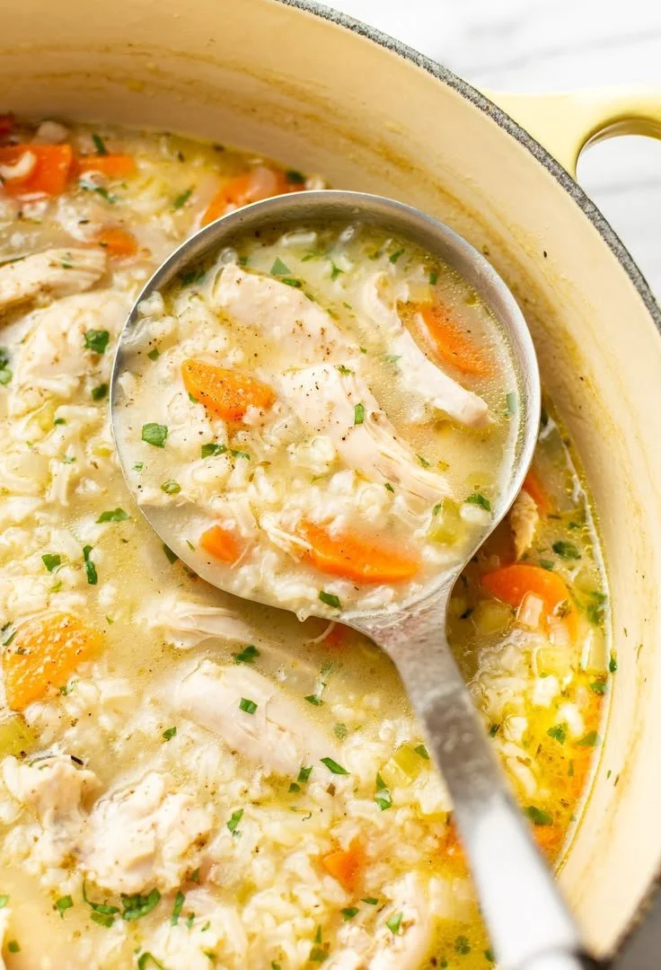 Hearty one pot chicken and rice soup for a comforting meal